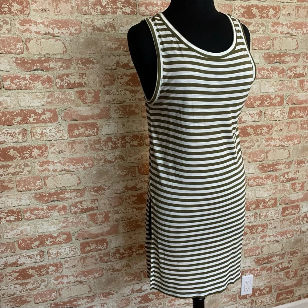 BANANA REPUBLIC Striped Swim Coverup Large Olive White
